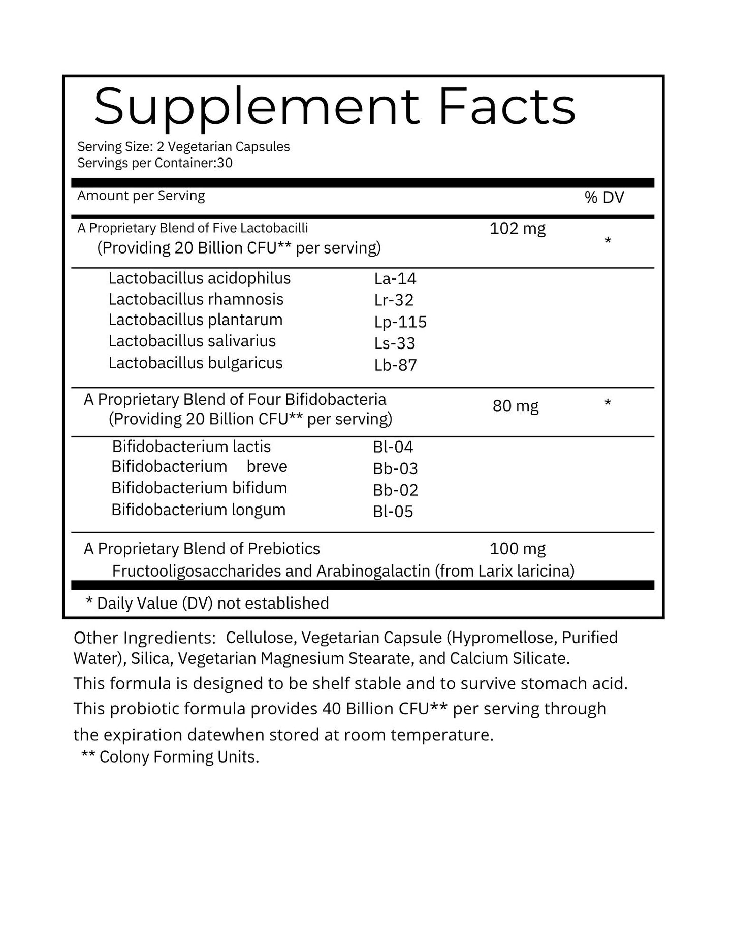 ProbioCore Multistrain Acid Resistant Probiotics for Gut Health Support