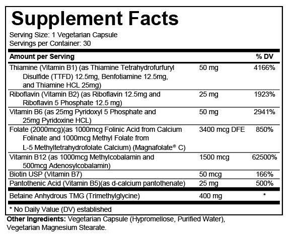 MethylMax Core Vitamin B1-B12 Full Spectrum, Folic Acid, Fertility, Pregnancy